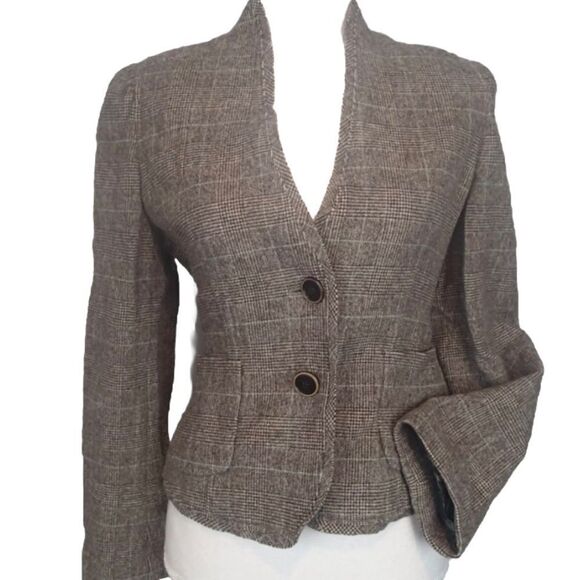 BANANA REPUBLIC Plaid Wool Blazer Size 4 - Picture 1 of 10